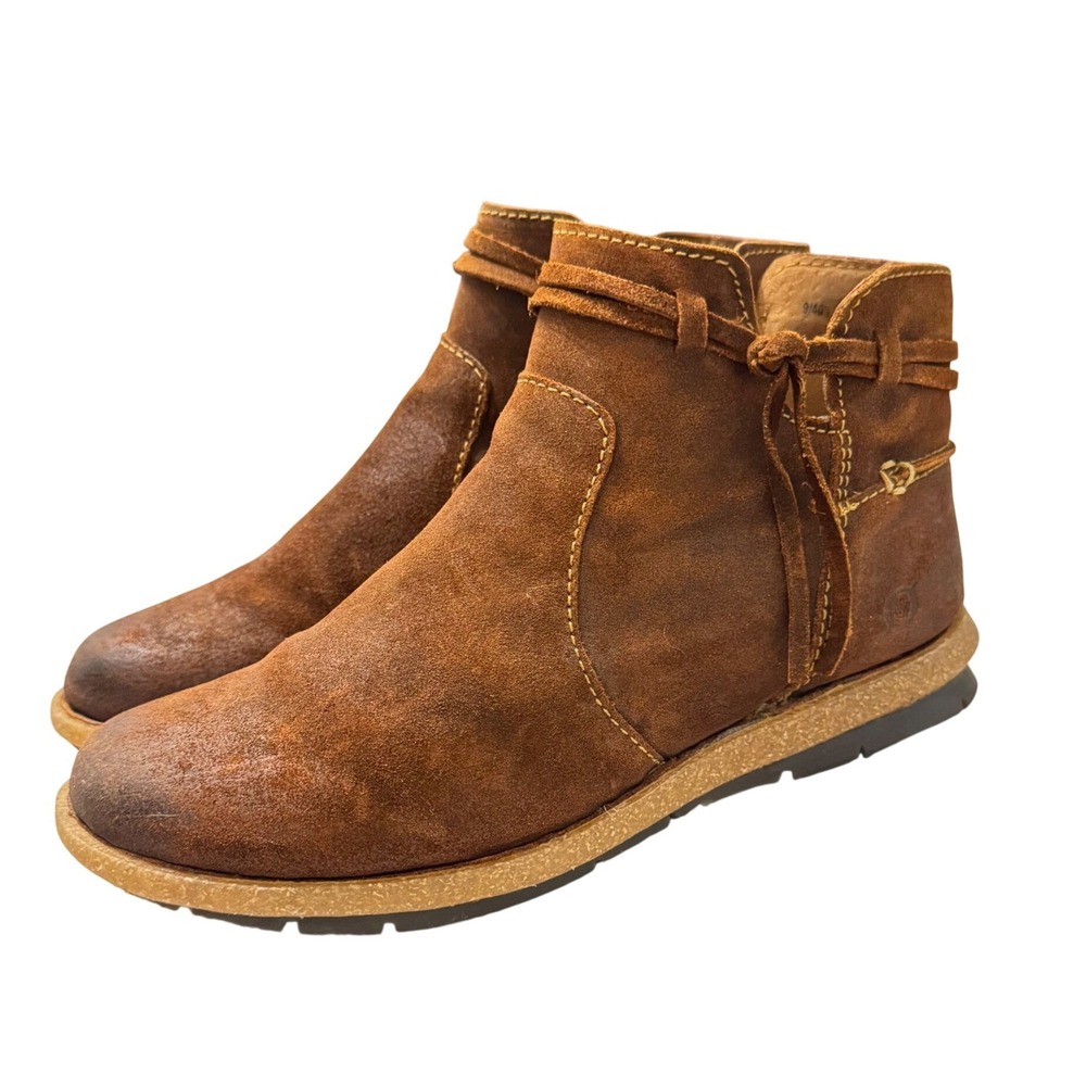 Born‎ Brown Distressed Suede Wyter Ankle Booties Women's Size 9.5 - Picture 5 of 11